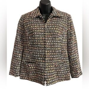 Multicolor Tweed Blazer Sag Harbor Zip Closure Sz 4P